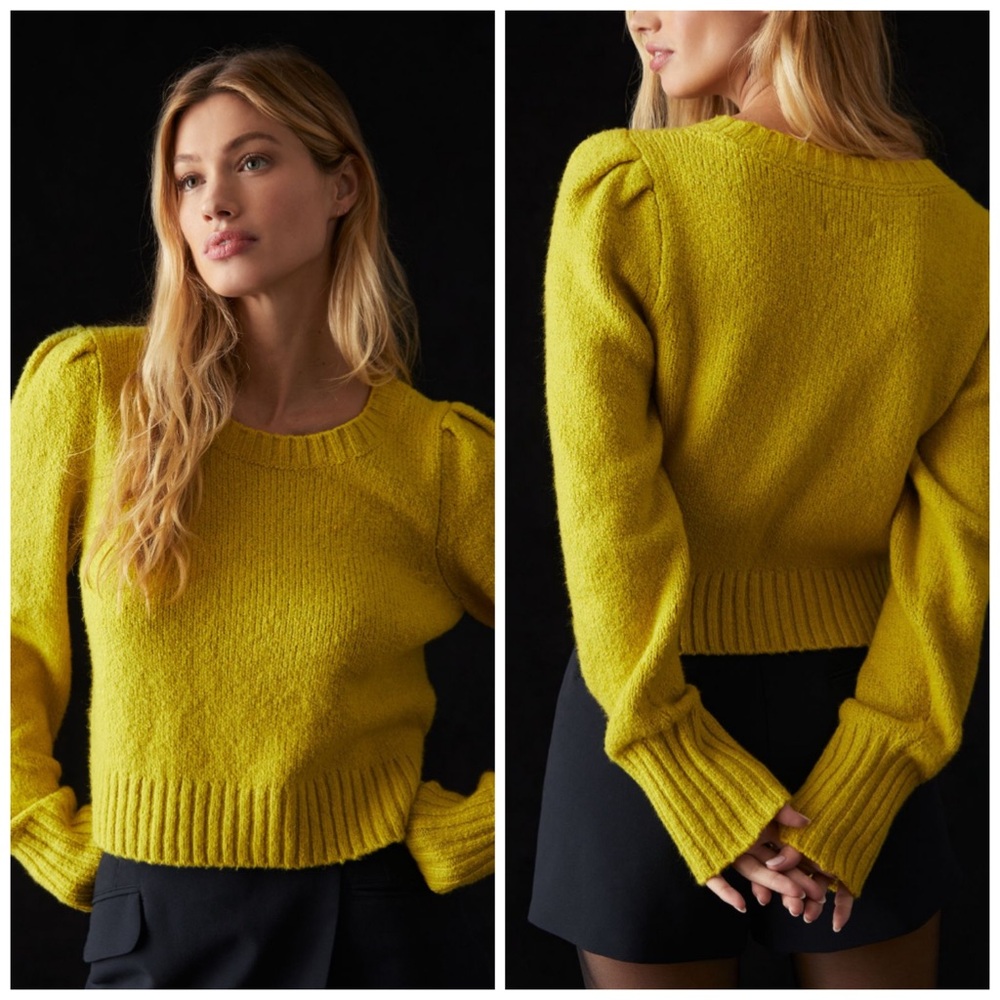 Maeve Crewneck Puff Sleeve Sweater